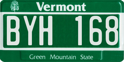 VT license plate BYH168