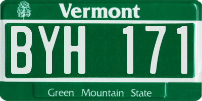 VT license plate BYH171