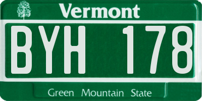 VT license plate BYH178