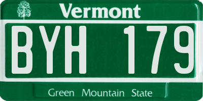 VT license plate BYH179