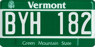 VT license plate BYH182