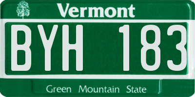 VT license plate BYH183