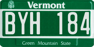 VT license plate BYH184