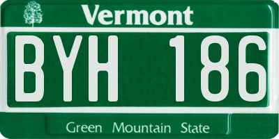 VT license plate BYH186