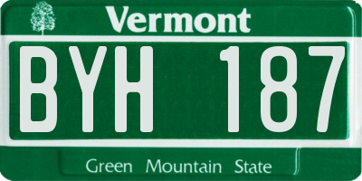 VT license plate BYH187