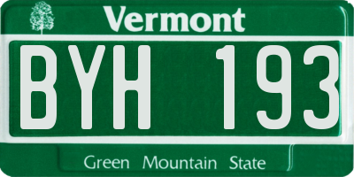 VT license plate BYH193