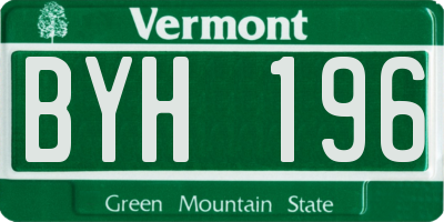VT license plate BYH196