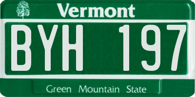 VT license plate BYH197