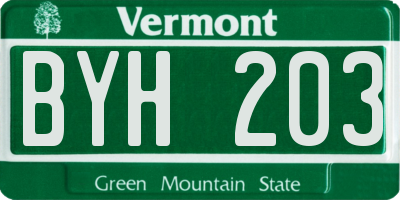 VT license plate BYH203
