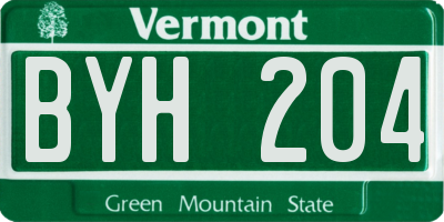 VT license plate BYH204