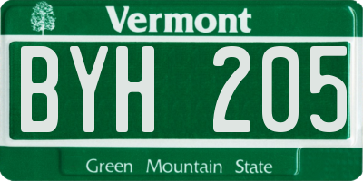 VT license plate BYH205