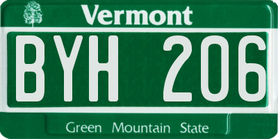 VT license plate BYH206