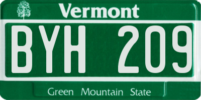 VT license plate BYH209