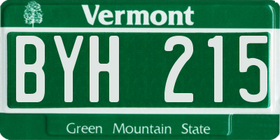 VT license plate BYH215