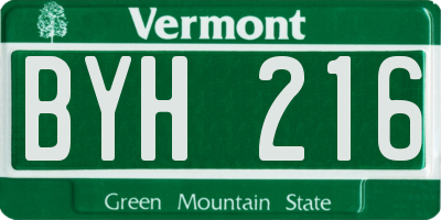 VT license plate BYH216