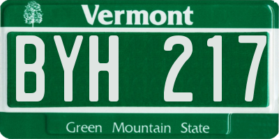 VT license plate BYH217
