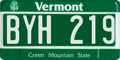 VT license plate BYH219