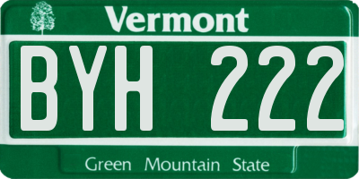 VT license plate BYH222