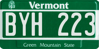 VT license plate BYH223