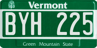 VT license plate BYH225