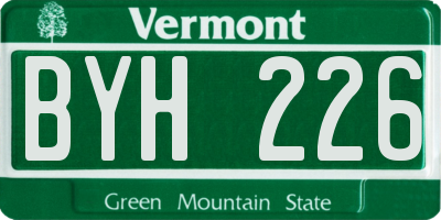 VT license plate BYH226