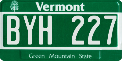 VT license plate BYH227