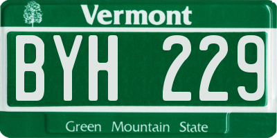 VT license plate BYH229
