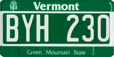 VT license plate BYH230