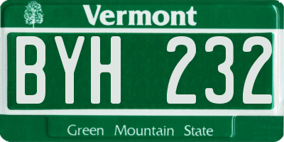 VT license plate BYH232