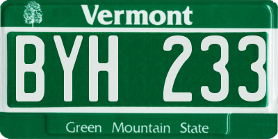 VT license plate BYH233
