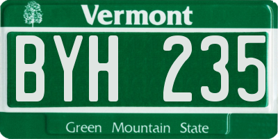 VT license plate BYH235