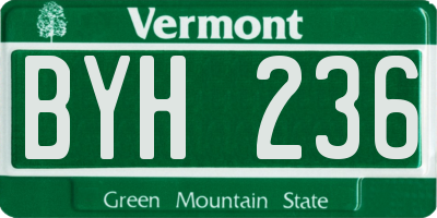 VT license plate BYH236