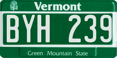 VT license plate BYH239
