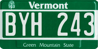 VT license plate BYH243