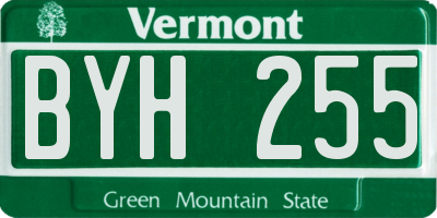 VT license plate BYH255