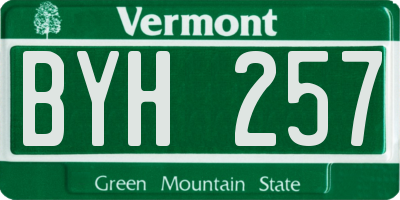 VT license plate BYH257