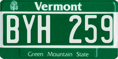 VT license plate BYH259
