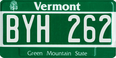 VT license plate BYH262