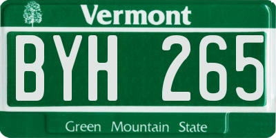 VT license plate BYH265