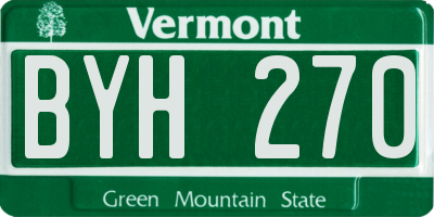 VT license plate BYH270