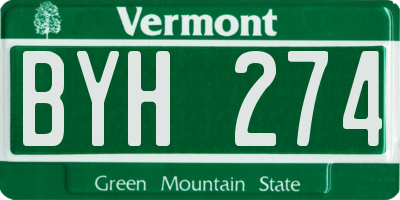 VT license plate BYH274