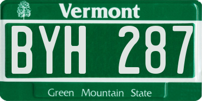 VT license plate BYH287