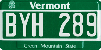 VT license plate BYH289