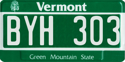 VT license plate BYH303
