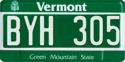 VT license plate BYH305