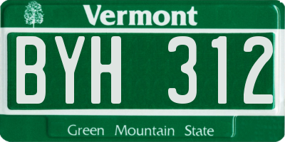 VT license plate BYH312