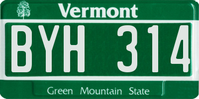 VT license plate BYH314