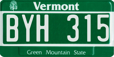 VT license plate BYH315