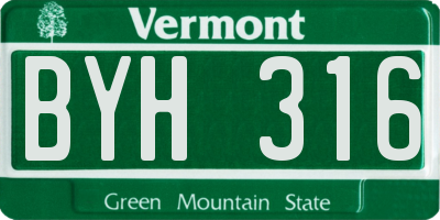 VT license plate BYH316