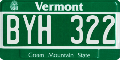 VT license plate BYH322